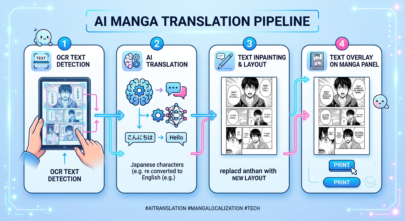 AI manga translation pipeline — OCR, translation, and text overlay