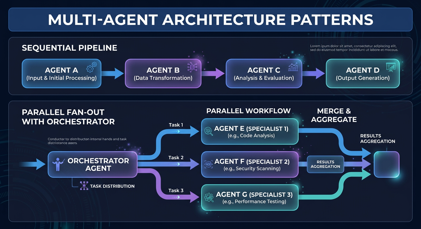 Multi-agent architecture patterns — sequential pipeline vs parallel fan-out