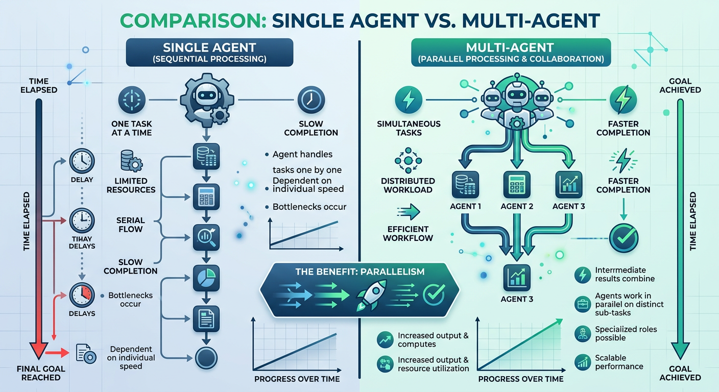 Single agent vs multi-agent — when parallelism wins